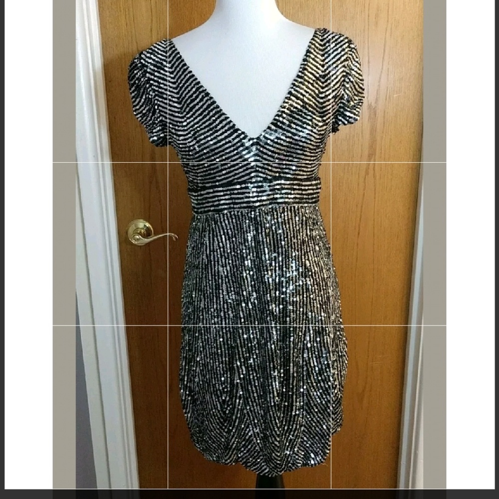 Jovani black and silver sequin dress size 8